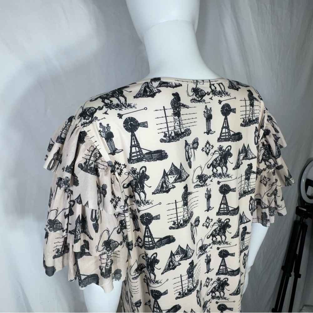 Sterling Kreek God’s Country Western Ruffled Sleeve Top - Picture 4 of 7